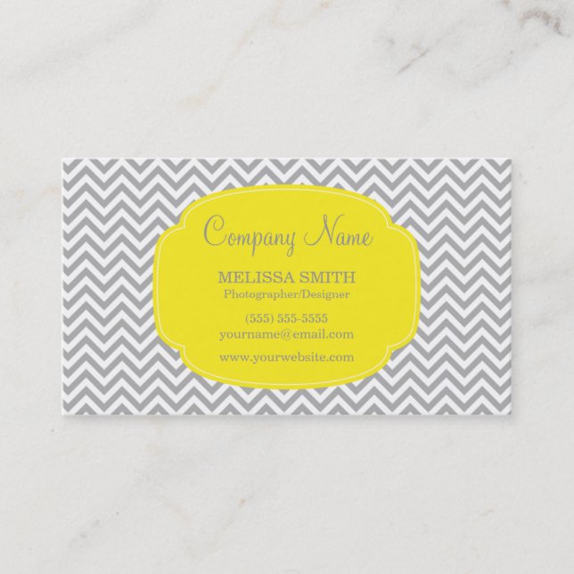Carte De Visite Chevron jaune gris de très bon goût (Devant)