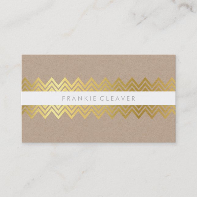 Carte De Visite CHEVRON MODERNE MOTIF kraft or simple et tendance (Devant)