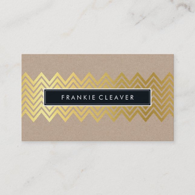 Carte De Visite CHEVRON MODERNE MOTIF or tendance kraft simple (Devant)