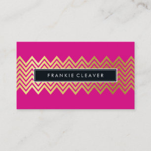 Carte De Visite CHEVRON MODERNE MOTIF or tendance rose vif