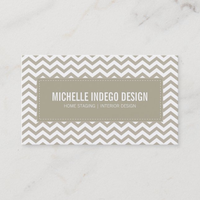 CARTE DE VISITE chevron motif taupe (Devant)