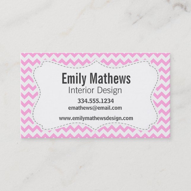 Carte De Visite Chevron rose (Devant)