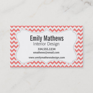 Carte De Visite Chevron rose de corail