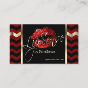 Carte De Visite Chevron rouge et noir avec lèvres rouges