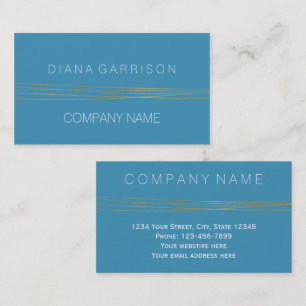 Carte De Visite Chic Aqua Blue Gold Elegant Abstrait