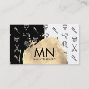 Carte De Visite Chic Aquarelle Brossé Stylist Outils Motif