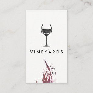 Carte De Visite Chic Aquarelle Brush Strot et verre de vin rustiqu