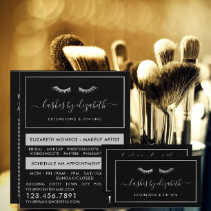 Carte De Visite Chic Argent Lashes Artiste maquillage de beauté