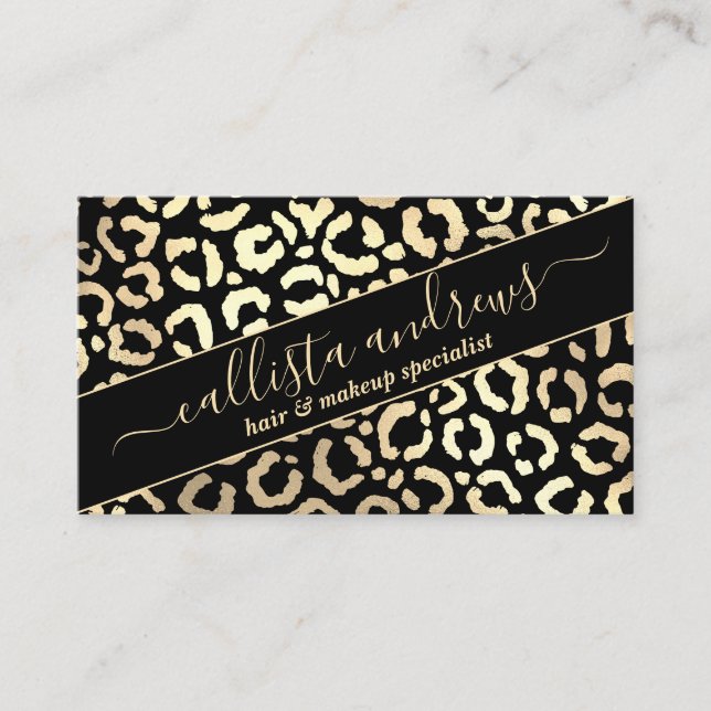 Carte De Visite Chic Black Leopard Cheetah Poster de animal (Devant)