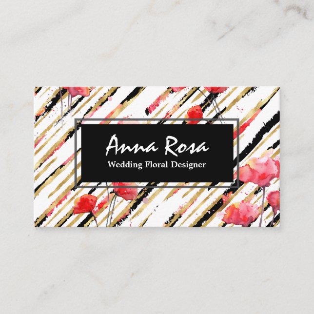 Carte De Visite Chic blanc de pavot de *~* de parties (Devant)