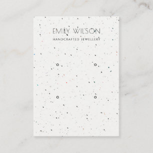 CARTE DE VISITE CHIC BLANC TERRAZZO TEXTURE 2 EARRING AFFICHER LOG