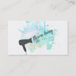 Carte De Visite chic bleu grunge de brushing de styliste en