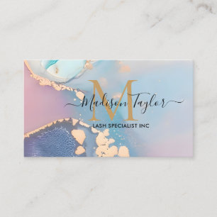 Carte De Visite Chic Blush rose or Parties scintillant marbre Agat