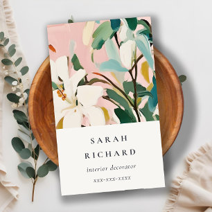 Carte De Visite Chic Boho coloré rose Turquoise vert peint Floral
