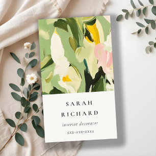 Carte De Visite Chic Boho coloré vert rose rose rose floral