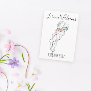 Carte De Visite Chic boho fleur sauvage Mariage cheveux Styliste f