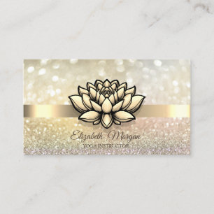 Carte De Visite Chic Bokeh Gold, Chargé de Yoga Lotus