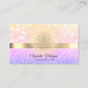 Carte De Visite Chic Bokeh Or, Lotus Professeur de Yoga