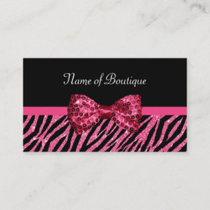 Carte De Visite Chic Boutique rose Zèbre Imprimer FAUX Glitz Bow