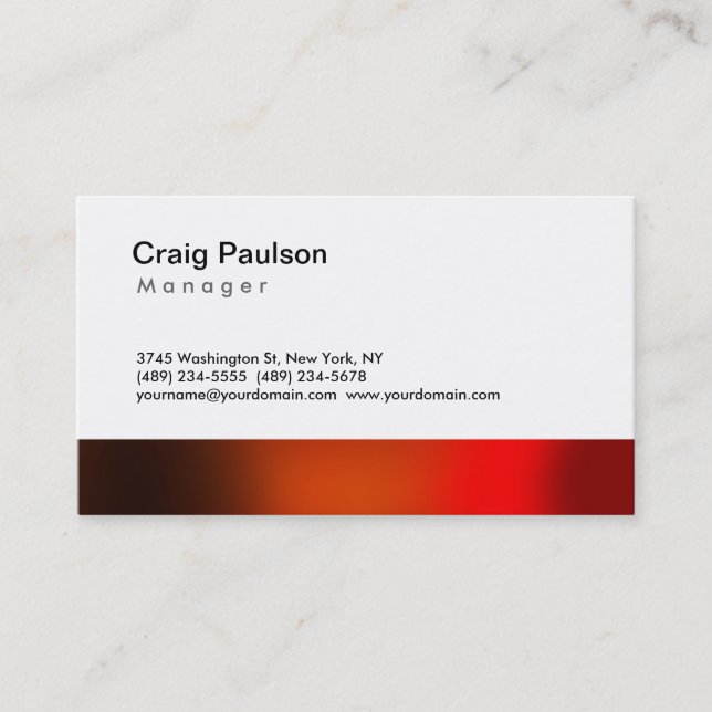 Carte de visite Chic Brown Red Orange Stripe Manag (Devant)