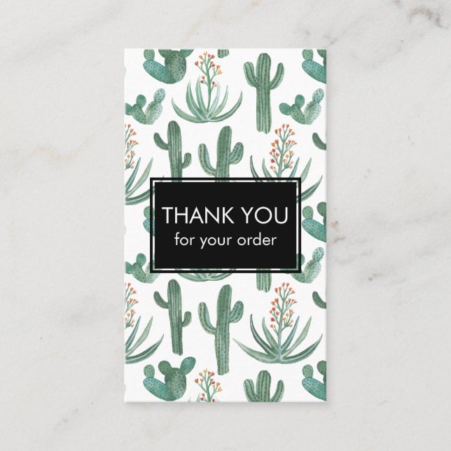 Carte De Visite Chic Cactus & Succulents Aquarelle QR Code Merci (Devant)