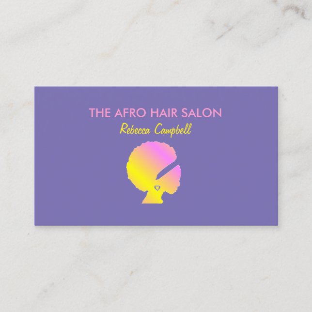 Carte De Visite Chic chic coiffure afro bleu (Devant)