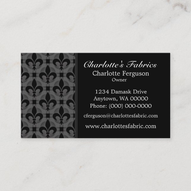 Carte de visite chic chic, gris foncé (Devant)