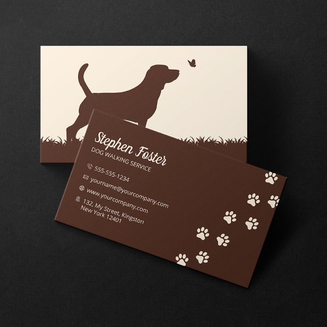 Carte De Visite Chic Chien Marcher Dog Trainer Walker Animal assis (Créateur téléchargé)