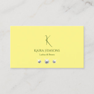 Carte De Visite Chic clair jaune clair avec Monogramme et bijoux