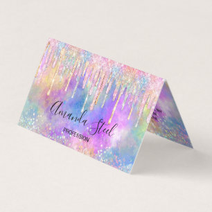 Carte De Visite Chic coloré licorne goutte parties scintillant