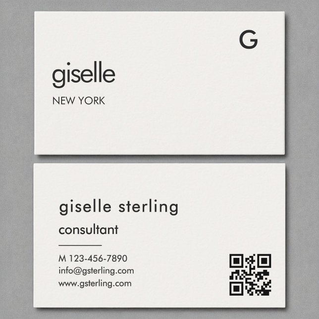 Carte De Visite Chic Consultant Luxe QR Code Monogramme (Créateur téléchargé)
