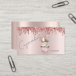 Carte De Visite Chic Cupcakes Macaroon Rose Gold Drives