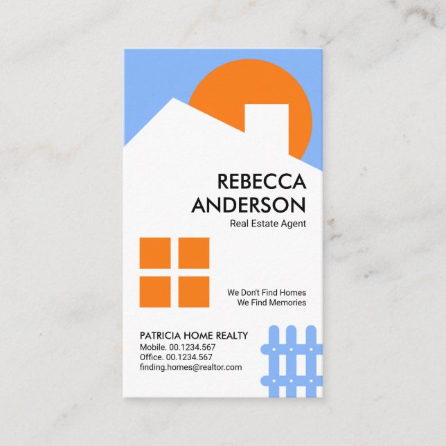 Carte De Visite Chic Cute Sunny Home Picket Fence Realty (Devant)