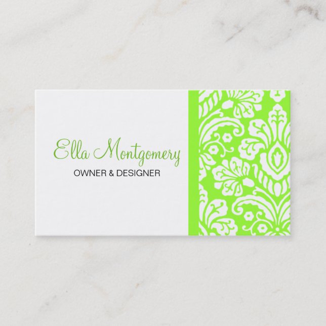 Carte de visite chic de damassé de chaux d'Ella (Devant)