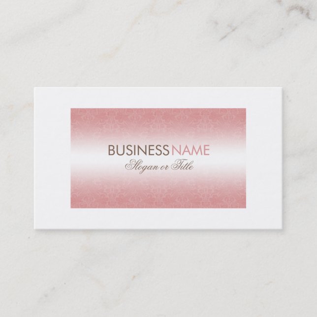 Carte de visite chic de damassé rose chic moderne (Devant)