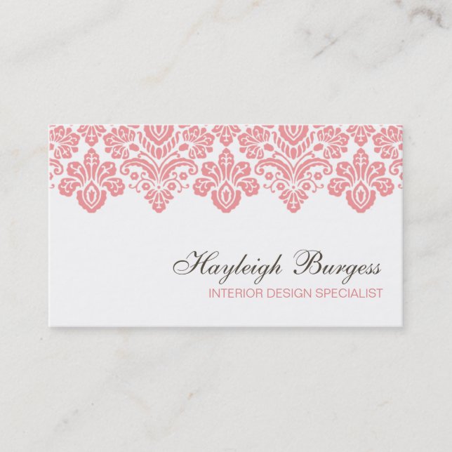 Carte de visite chic de damassé rose de Hayleigh (Devant)