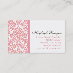 Carte de visite chic de damassé rose de Hayleigh