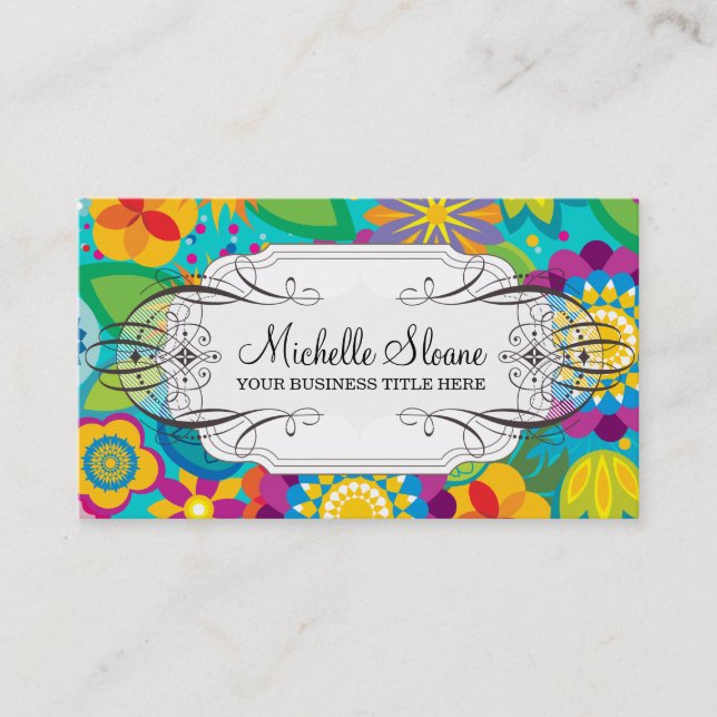 Carte de visite chic de flower power (Devant)