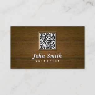 Carte de visite chic de guitariste de code en bois