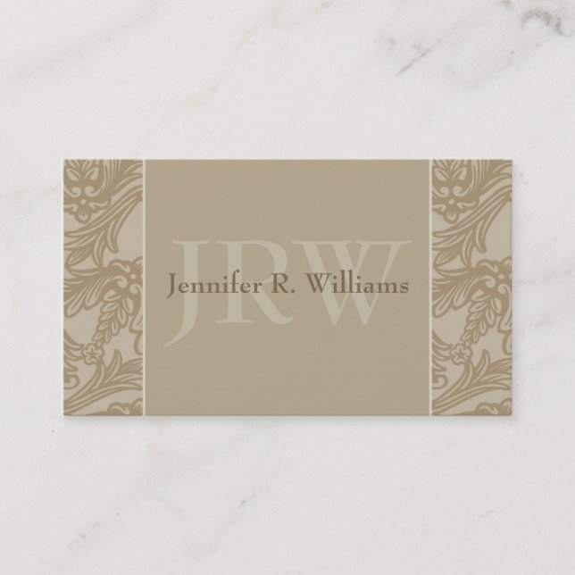 Carte de visite chic de Latte de monogramme (Devant)