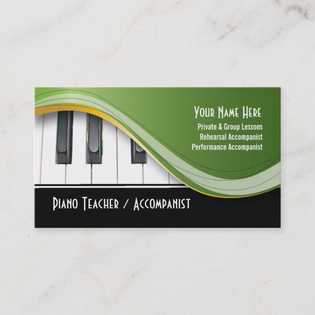 Carte de visite chic de professeur de piano (Devant)