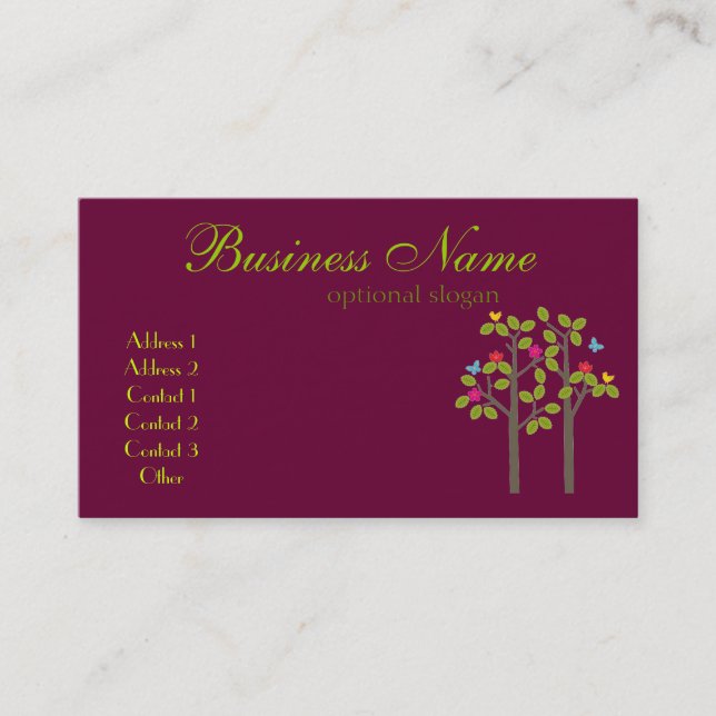 Carte de visite chic de prune de boutique (Devant)
