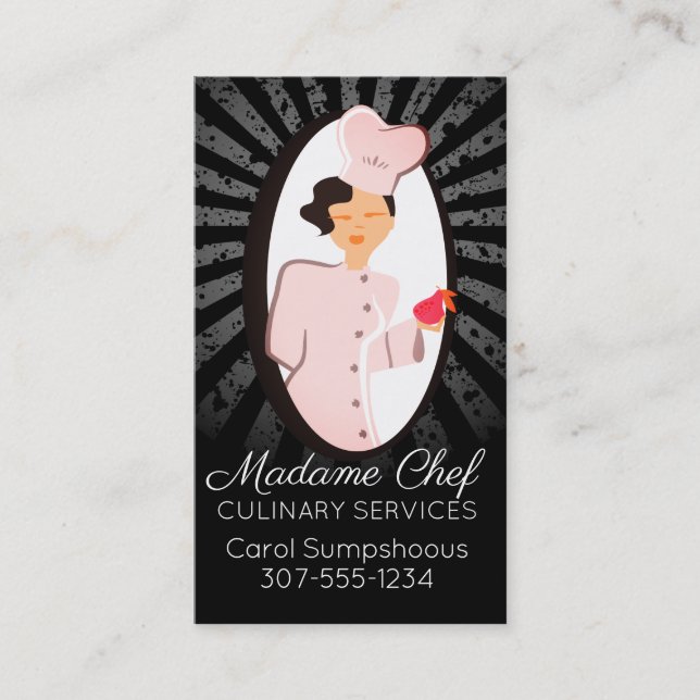 Carte de visite chic de restauration de chef de (Devant)