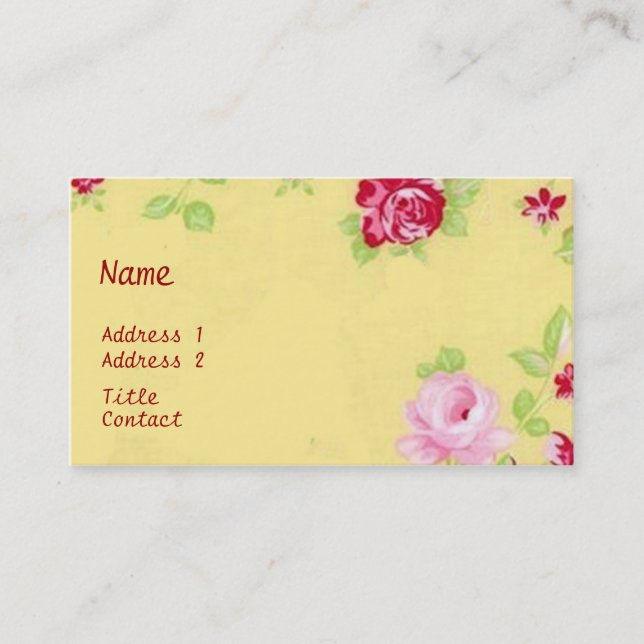 Carte de visite chic de roses (Devant)