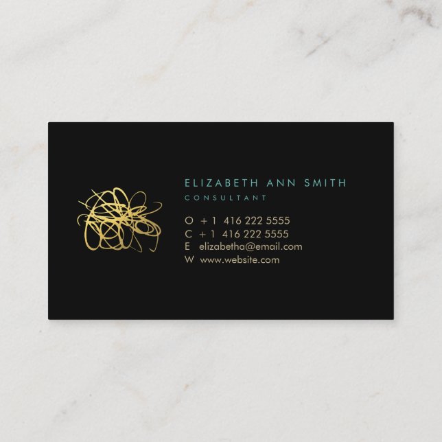 Carte de visite chic d'effet de feuille d'or (Dos)