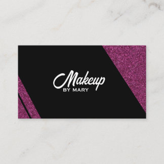 Carte De Visite Chic Diagonale Paillettes Roses & Maquilleuse Noir
