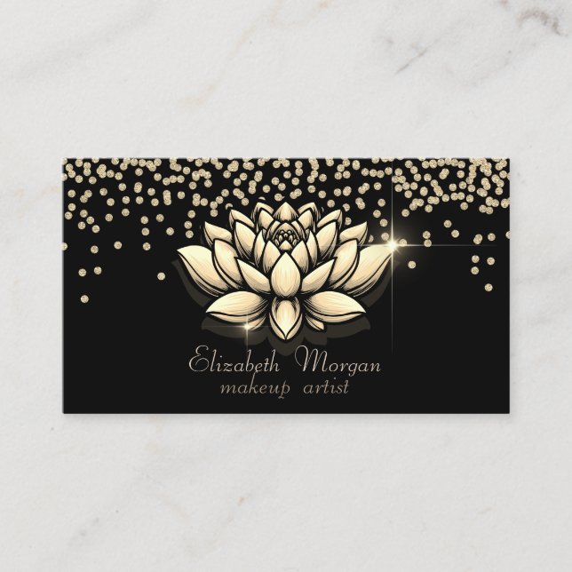 Carte De Visite Chic Diamants Or Lotus Black (Devant)