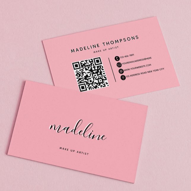 Carte De Visite Chic Dusty Blush rose avec nom de calligraphie noi (Créateur téléchargé)