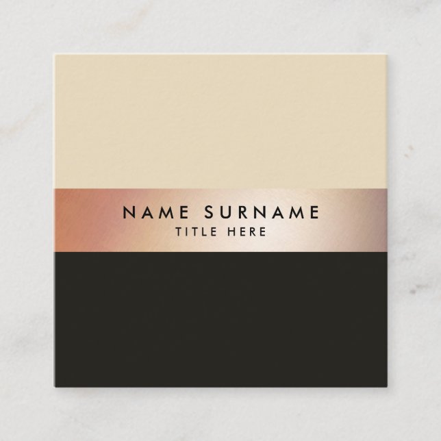 Carte de visite chic élégant de carré de brun de (Devant)
