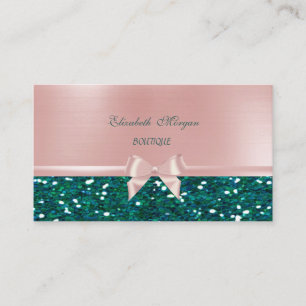 Carte De Visite Chic Élégant Luxe, Ruban Rose à Nœud